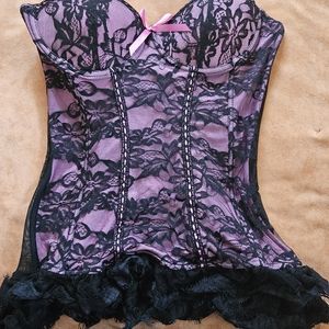 Pink and Black Lace Corset